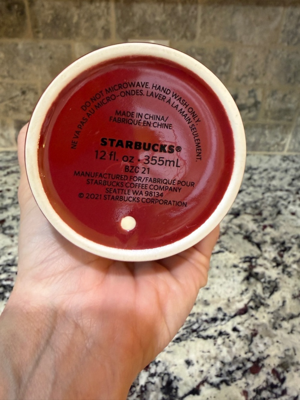 Starbucks Red Striped Ceramic 12oz Travel Tumbler - Picture 4 of 4